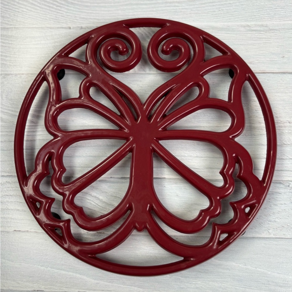 The Pioneer Woman Timeless Beauty Butterfly Cast Iron Trivet-Reddish maroon